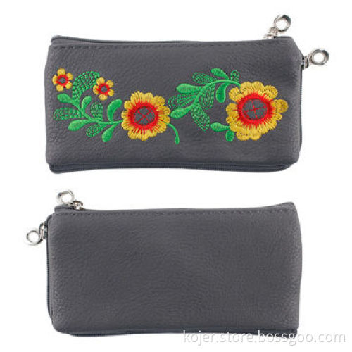 Leather Pouch for iPhone, with Quality Zipper Slider and Lanyard, Comes in Black